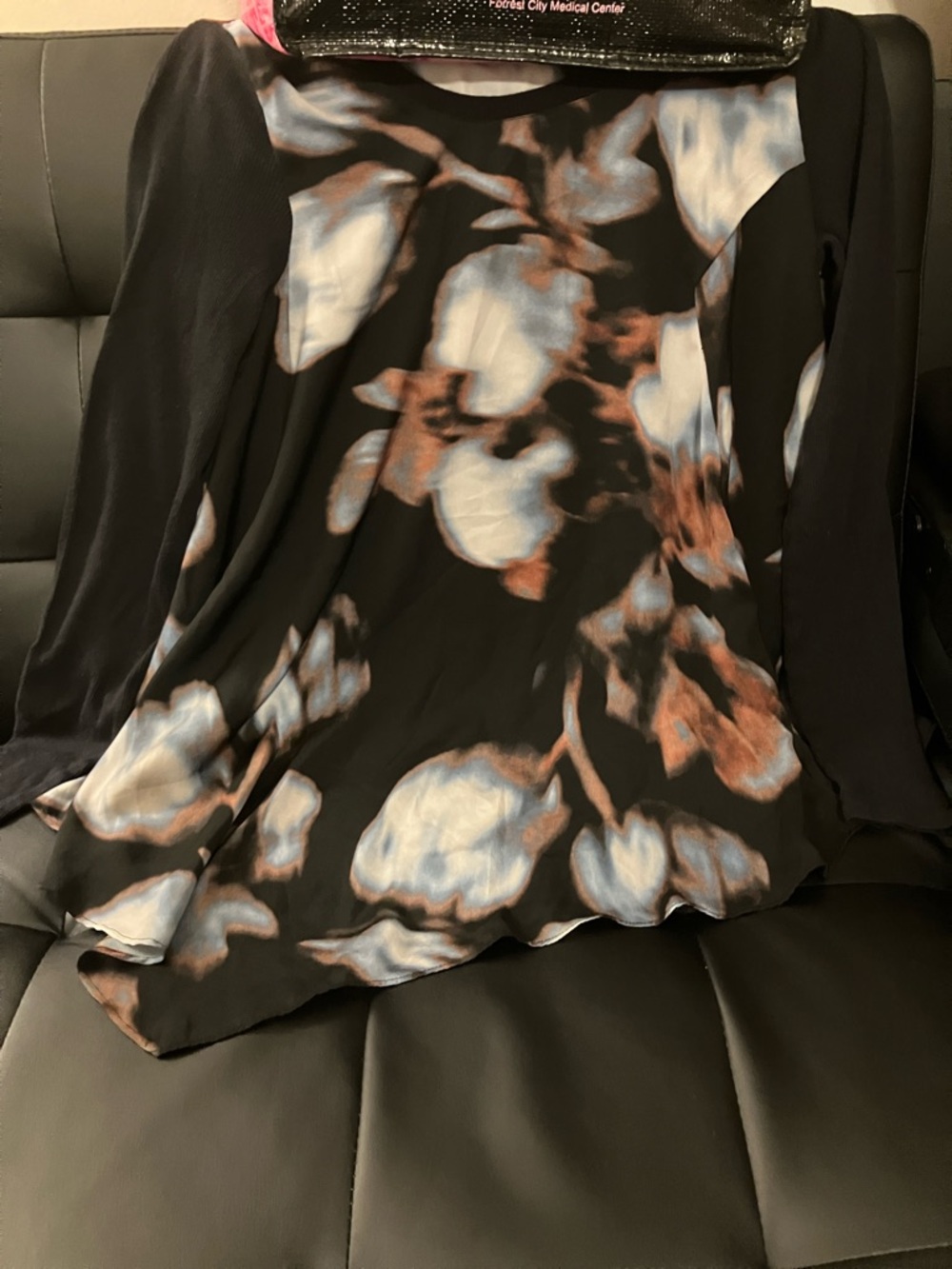 Simply Vera Vera Wang Black Floral Print Long-Sleeve Tunic